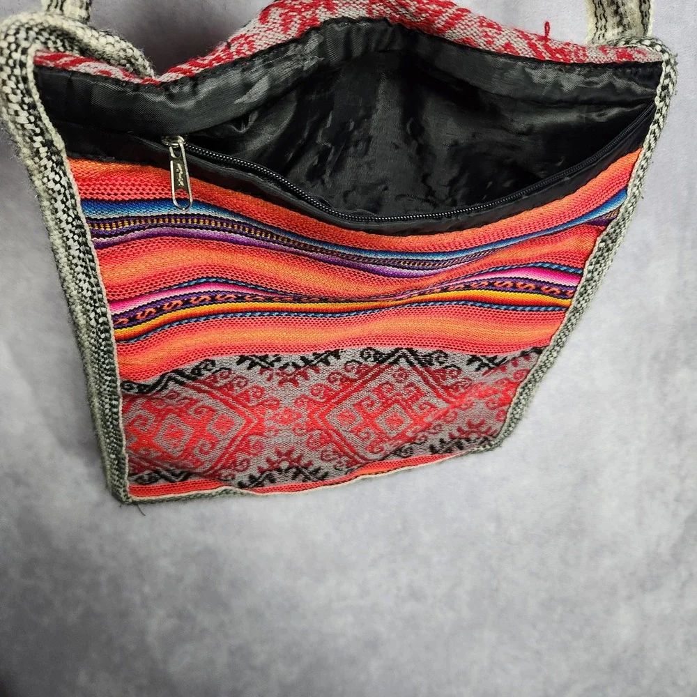 Machu Picchu Cusco Peru Woven Crossbody Bag Llama Embroidered South America